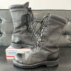 Corcoran Black Leather Cap Toe Vibram Lug